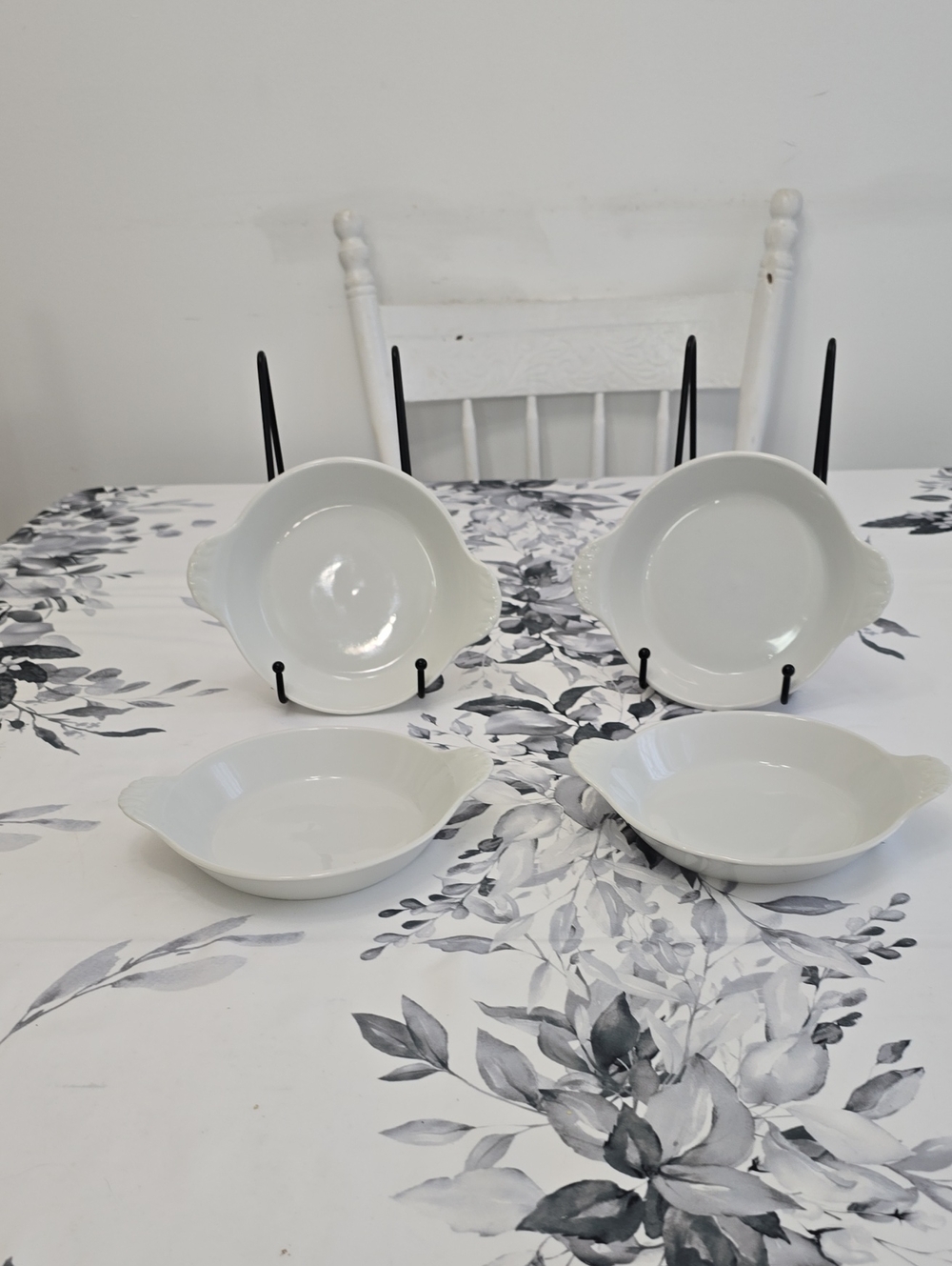Vintage Set Of 4 Pillivuyt France  Au Gratin Porcelain Dishes White 7.75"
